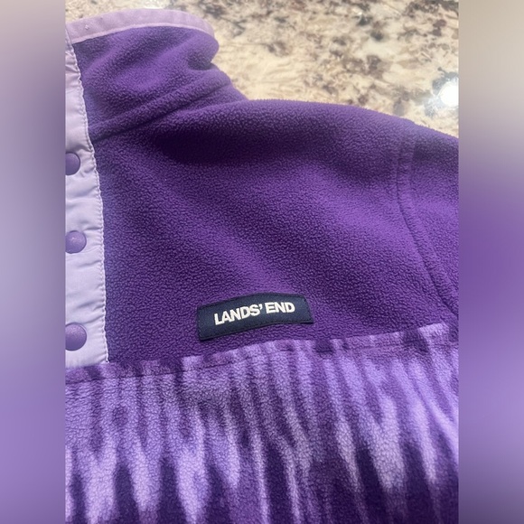 Girls Lands End size Large quarter button up fleece in purple - Picture 3 of 5